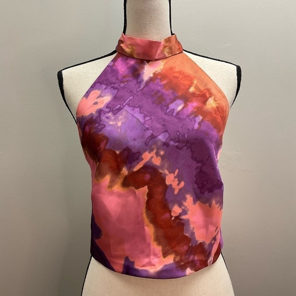 NWT Sigrid Olsen Smocked Crop Tie Halter Top - Picture 5 of 11